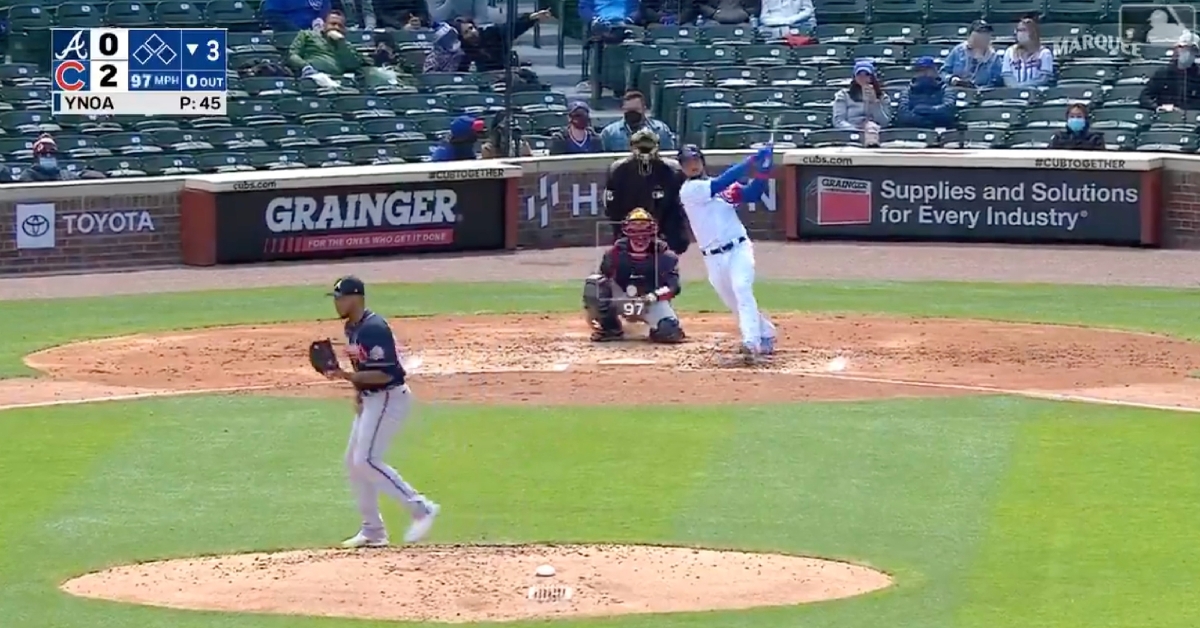 Willson Contreras improved to 2-for-2 at the plate by hitting his second home run of Saturday's game.