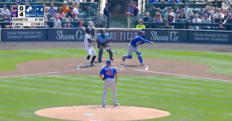With the Cubs trailing the Rockies 4-0, Willson Contreras might have prevented the Rockies from adding to their lead with a perfect pickoff throw.