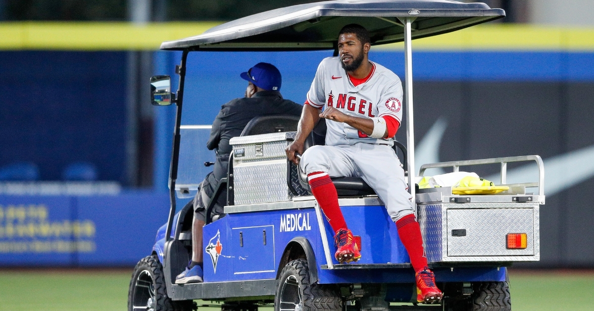 Angels outfielder Dexter Fowler, a former Cub, will miss the rest of the season because of a torn ACL. (Credit: Nathan Ray Seebeck-USA TODAY Sports)