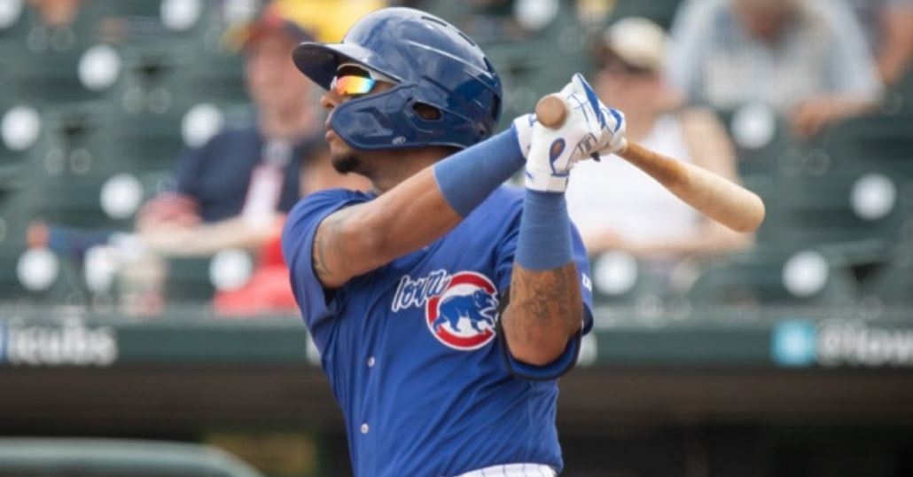 Ladendorf had two hits including a homer in the loss (Photo via Iowa Cubs)