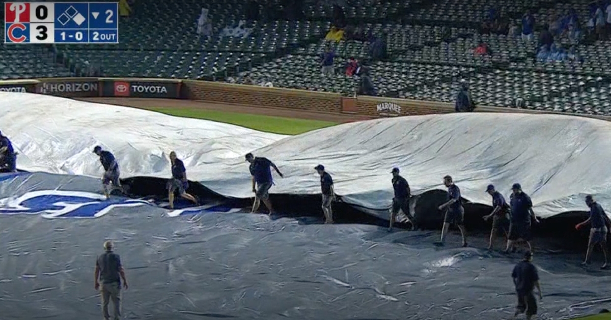 Wednesday's game at Wrigley Field entered into a second-inning rain delay because of a downpour.