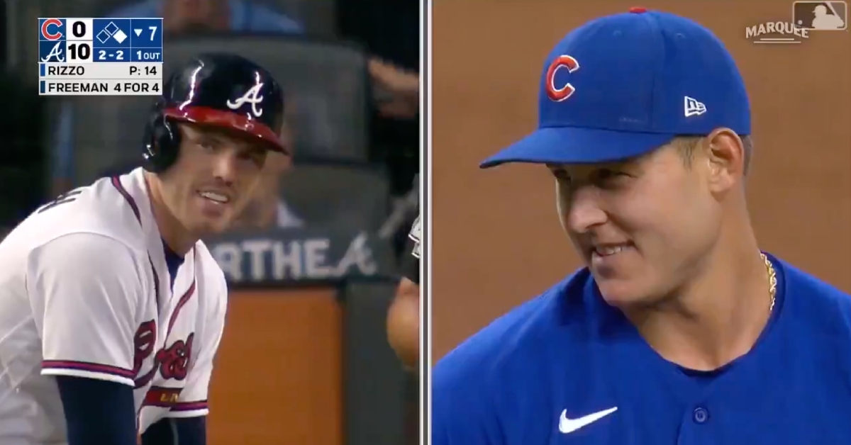 Anthony Rizzo's career ERA remained at 0.00 when he struck out fellow first baseman Freddie Freeman.