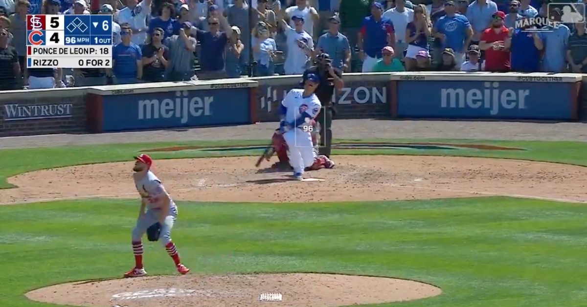 Energizing the Wrigley Field crowd, Anthony Rizzo smacked a game-tying blast on the 14th pitch of an at-bat.