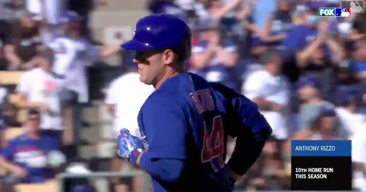 Anthony Rizzo crushed a 415-foot leadoff round-tripper for his 10th home run of the season.