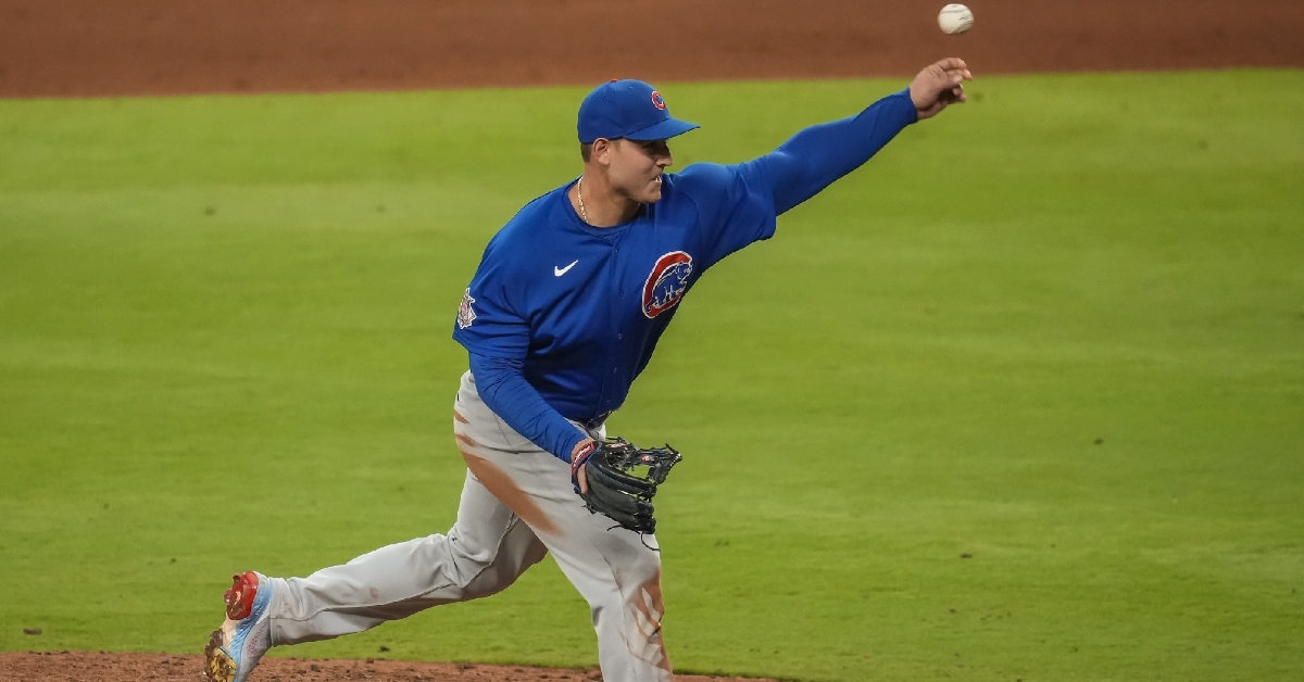 In "MLB: The Show," Anthony Rizzo throws a screwball, which will almost certainly never happen in a real game. (Credit: Dale Zanine-USA TODAY Sports)