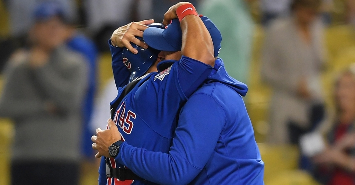 Contreras and Ross embrace after the no-hitter (Jayne Kamin Oncea - USA Today Sports)