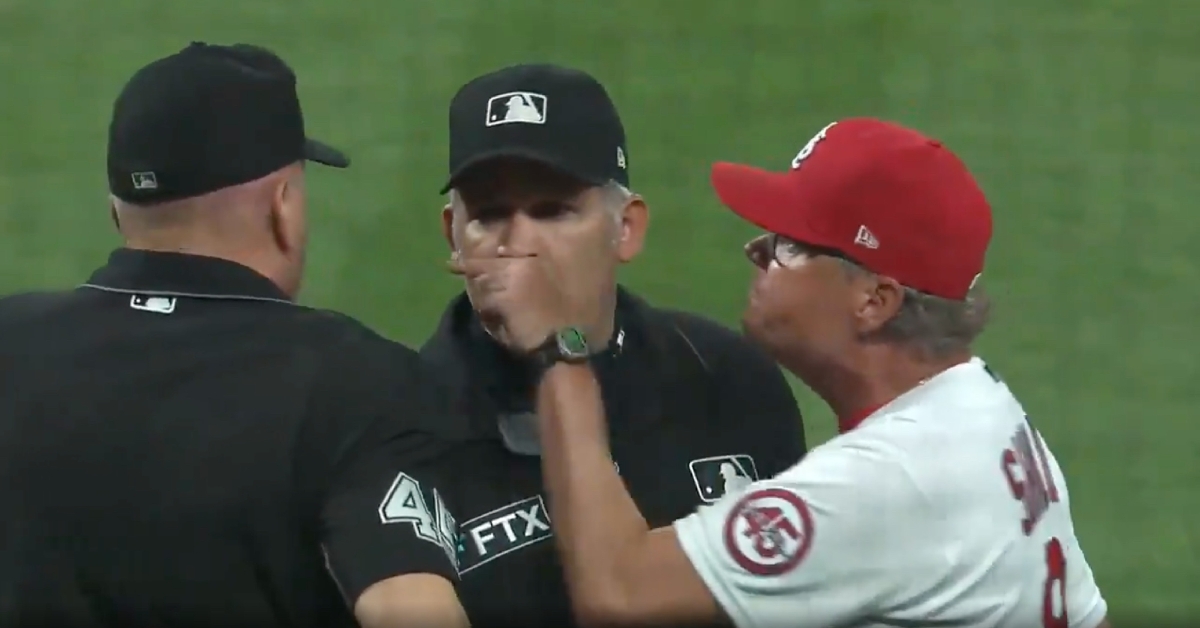After taking umbrage with a questionable strike call, Cardinals manager Mike Shildt let home plate umpire Jeff Nelson hear about it.