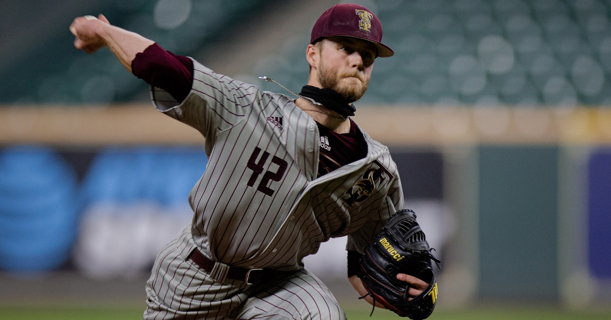 Leigh is a solid pitching prospect (Photo via Texas State)