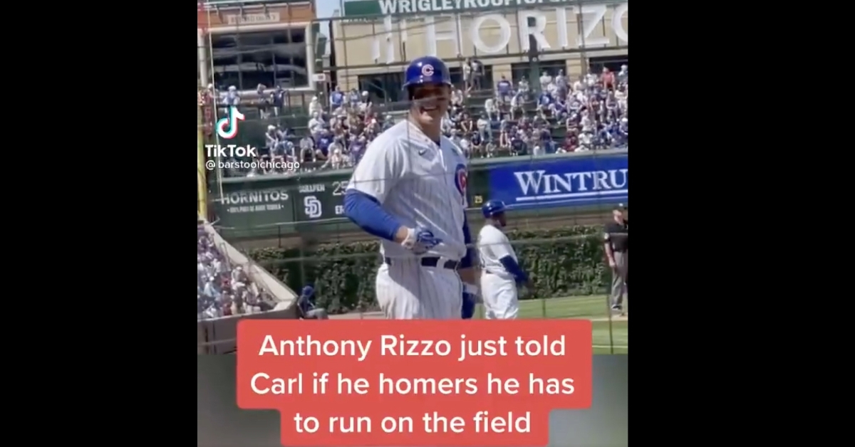 If Anthony Rizzo homered, there is no guarantee that "Barstool Carl" would not have followed through on the playful dare. (Credit: Evan Habeeb-USA TODAY Sports)
