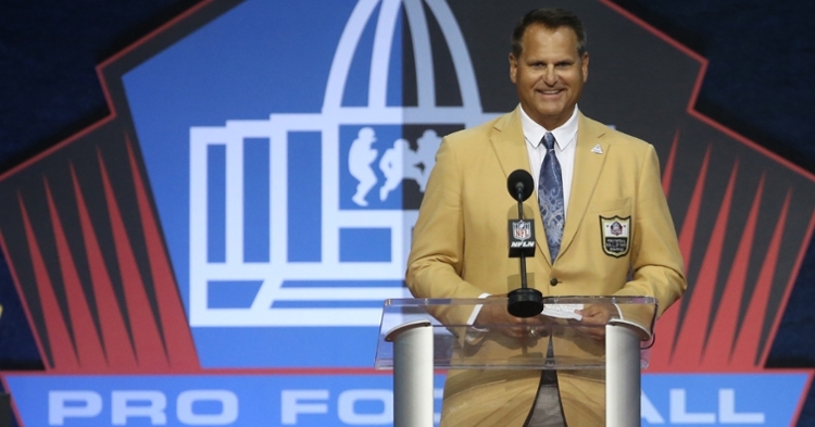 Jim "Jimbo" Covert received his gold jacket and gave his induction speech at Saturday's ceremony. (Credit: Charles LeClaire-USA TODAY Sports)