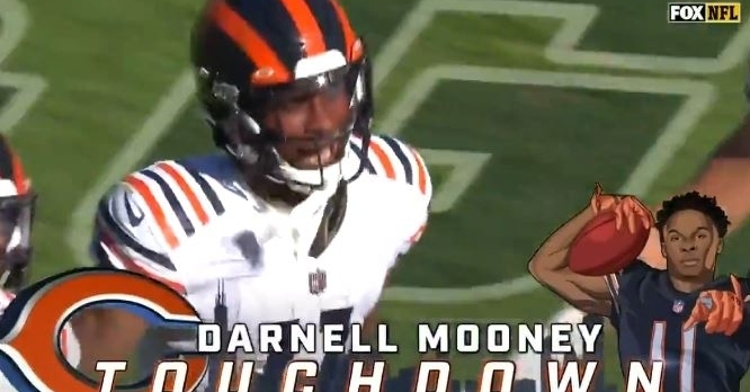Mooney caught his first touchdown pass of 2021