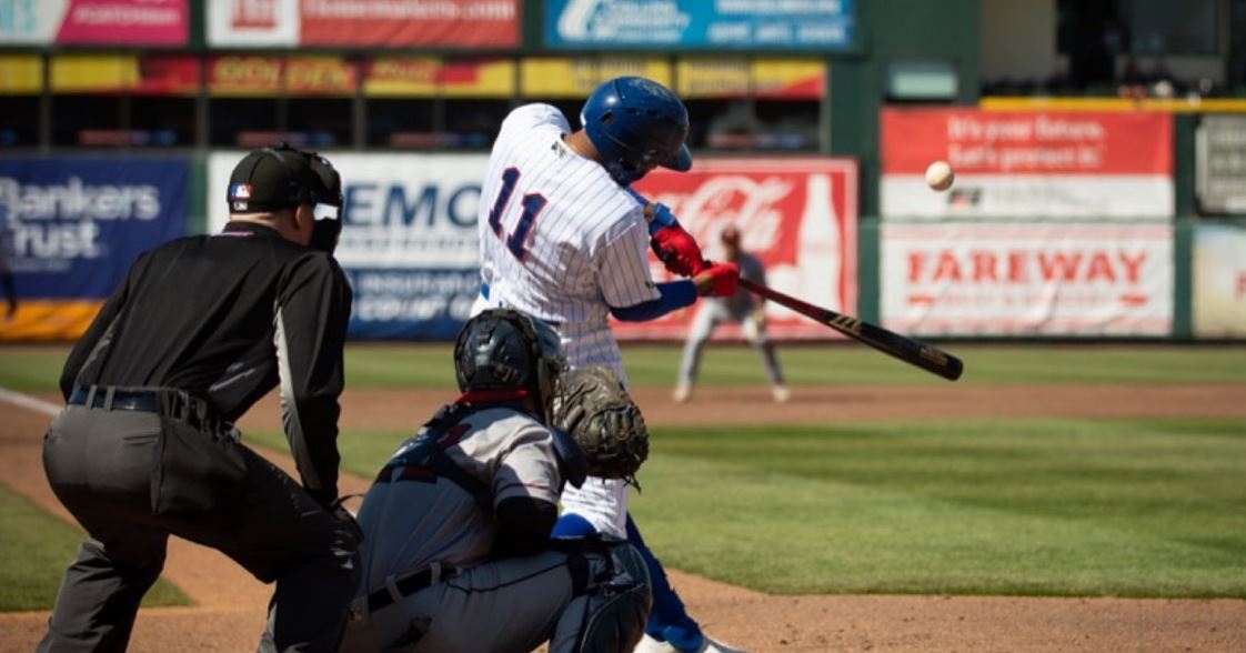 Crook had three hits and three runs in the I-Cubs win (Photo via Iowa Cubs)