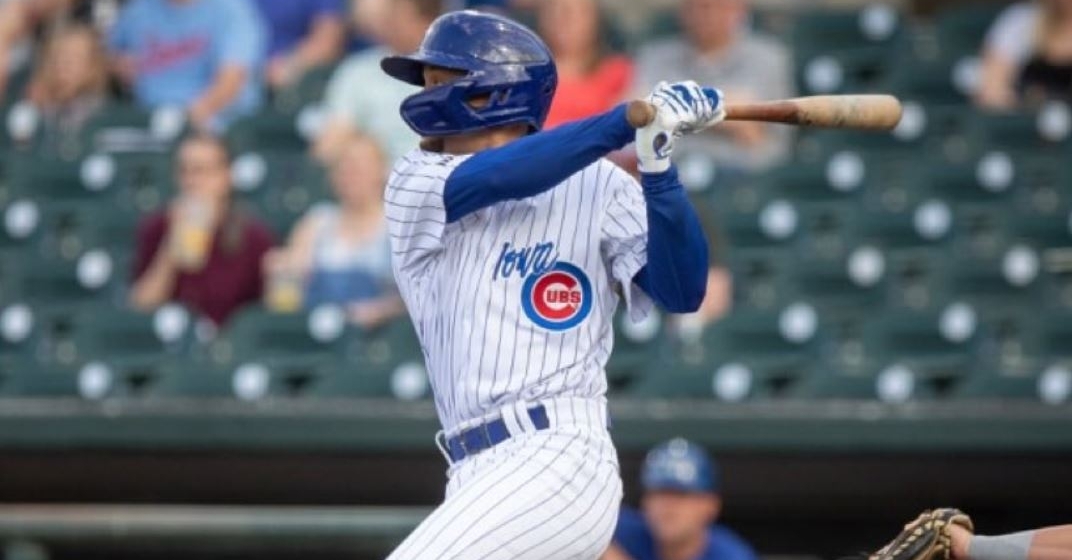Davis had two hits and a walk in the I-Cubs loss (Photo via Iowa Cubs)