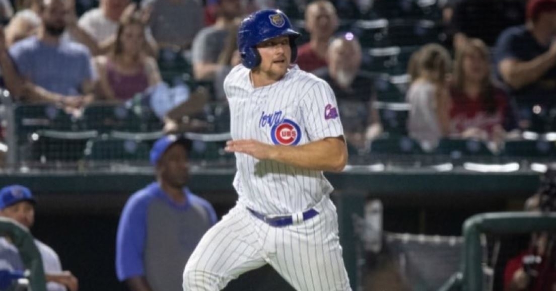 Hicks had two homers in the loss (Photo via Iowa Cubs)