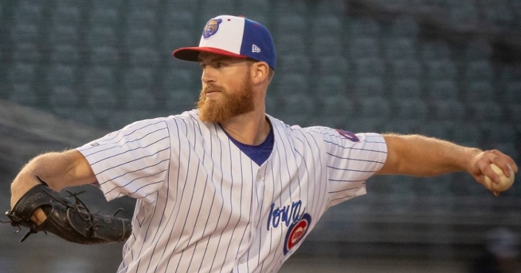 Menez pitched 3.2 innings and had 8 strikeouts (Photo via Iowa Cubs)