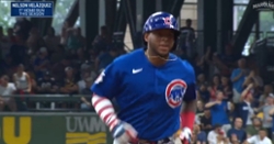WATCH: Nelson Velazquez crushes his first MLB homer against Brewers