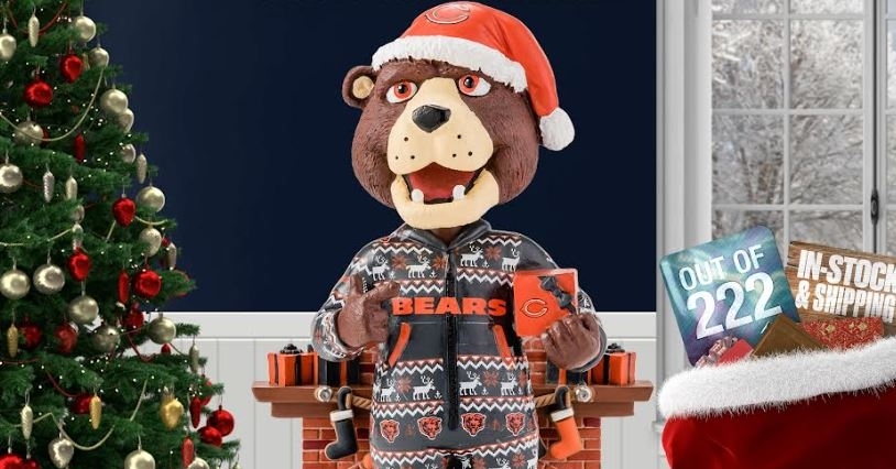 FIRST LOOK: Limited Chicago Bears Mascot Staley Holiday bobbleheads released